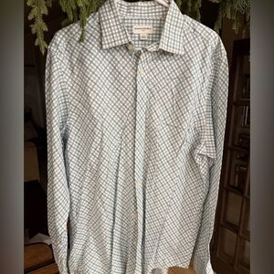 Banana Republic Men's Green and White Plaid Shirt